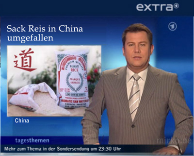 Sack Reis in China umgefallen